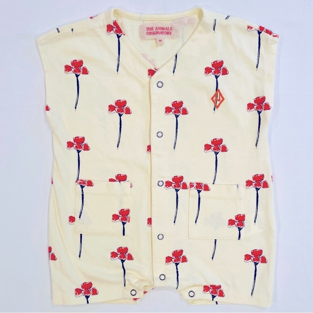 The Animals Observatory Bodysuit Boys 6M Girls White Carnations Baby Ape Romper